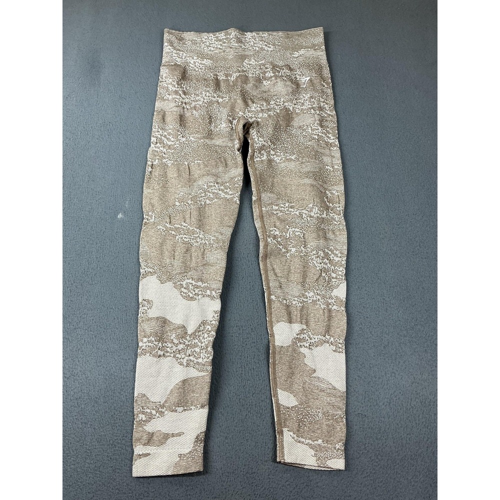 Gymshark Leggings Womens S Beige Camouflage Ankle Seamless Elastic Waist